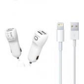 Autolader geschikt voor Apple iPhone 12 + Lightning kabel - 2 Ampere - 0.5 Meter