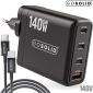 GO SOLID! USB-C 140W Snellader GaN2 - 4 Poorten USB-C/USB-A - Zwart